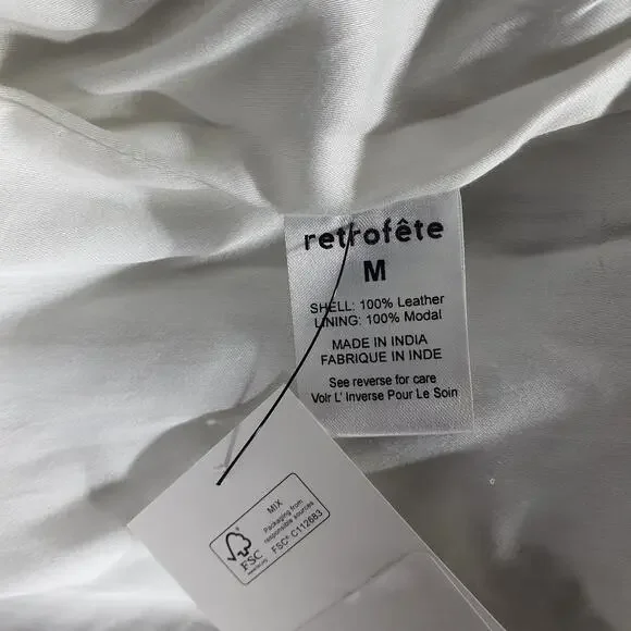 Retrofete Leather White Ada Jacket Size M - Picture 5 of 5